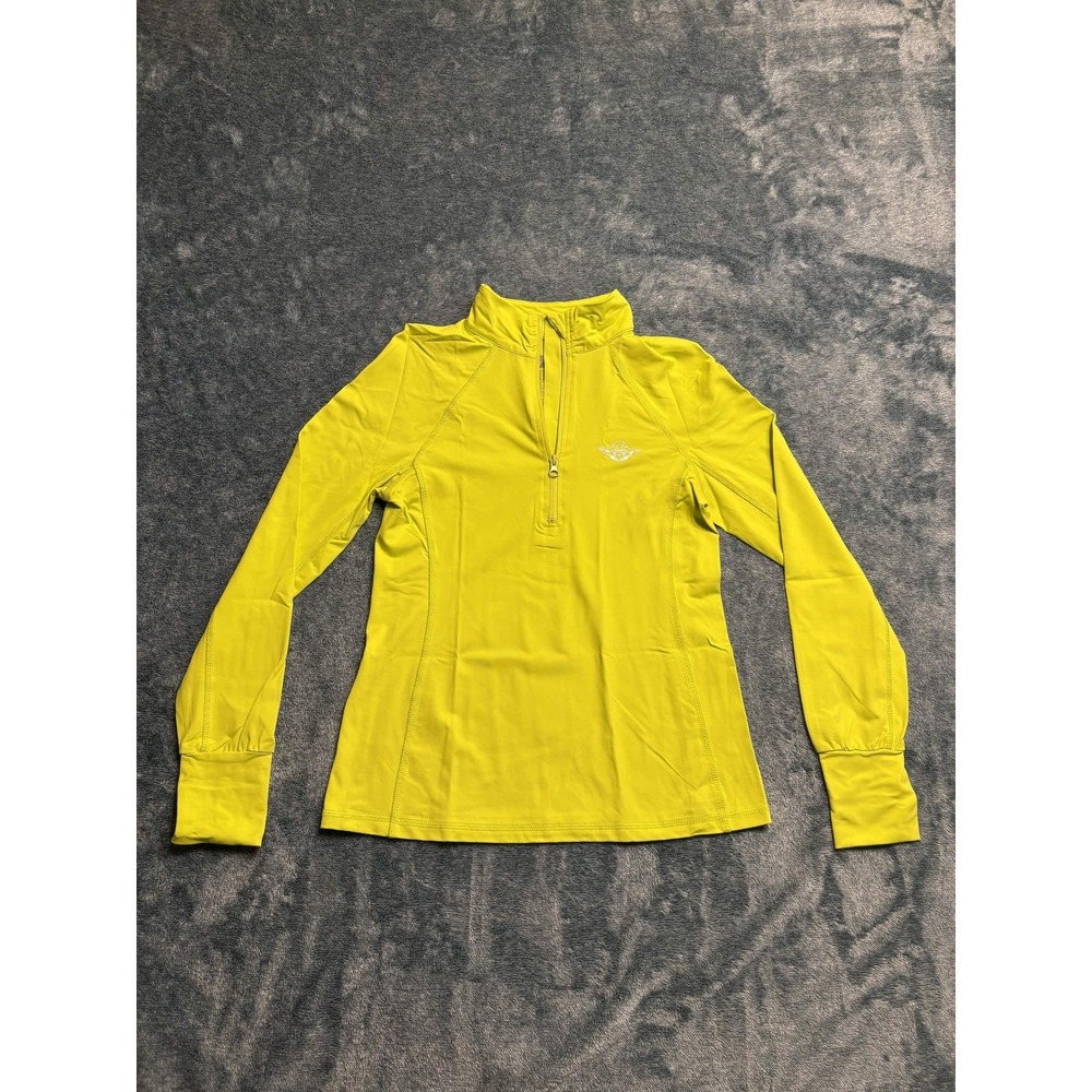 Star Wars Yoda Quarter Zip Pullover Womens Medium Neon Yellow Lime Activewear